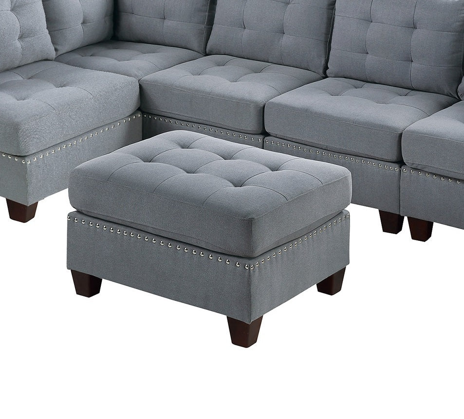 Contemporary Tufted Modular Sectional Set with Nailhead Detail