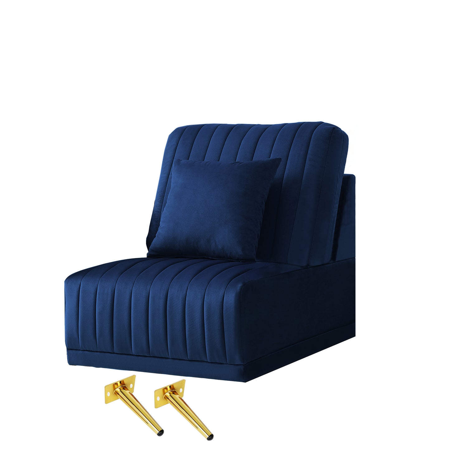 Blue armless single sofa, not sold separately, needs to be combined with other parts or multiple seats.