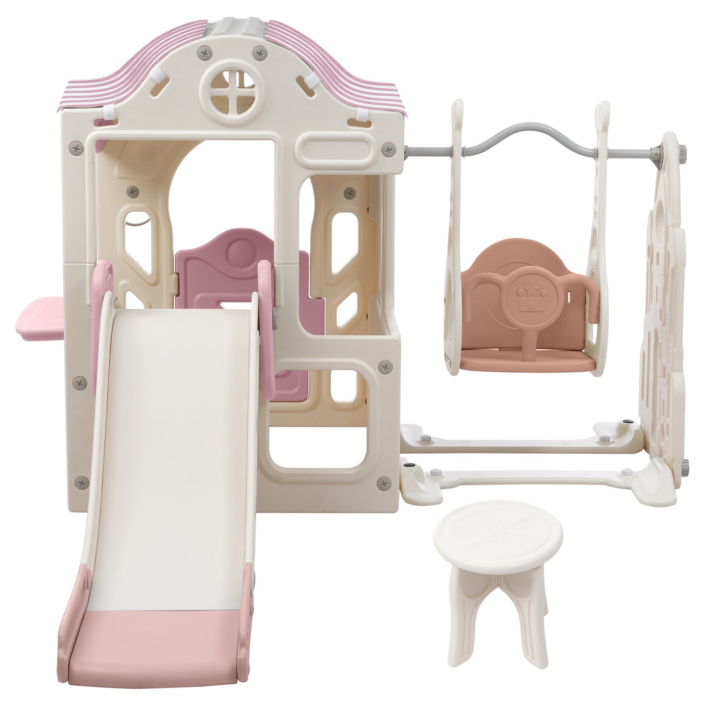 6-in-1 Toddler Swing and Slide Playset with Fairy House