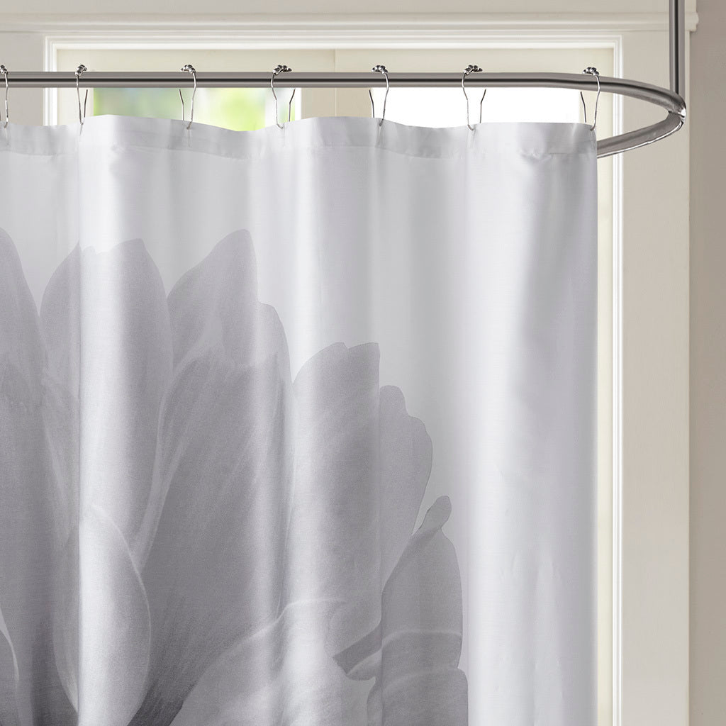 Elegant Floral Cotton Shower Curtain with Photo Realistic Design