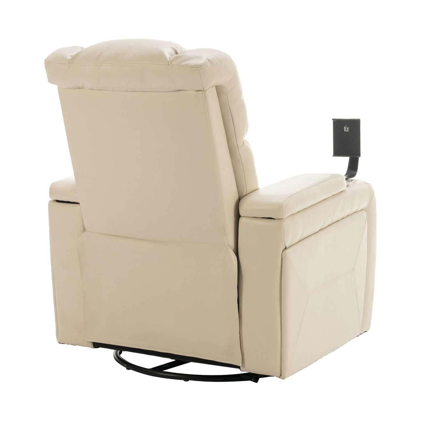 Power Recliner with Swivel, Cup Holder, USB Port, and Tray Table, White