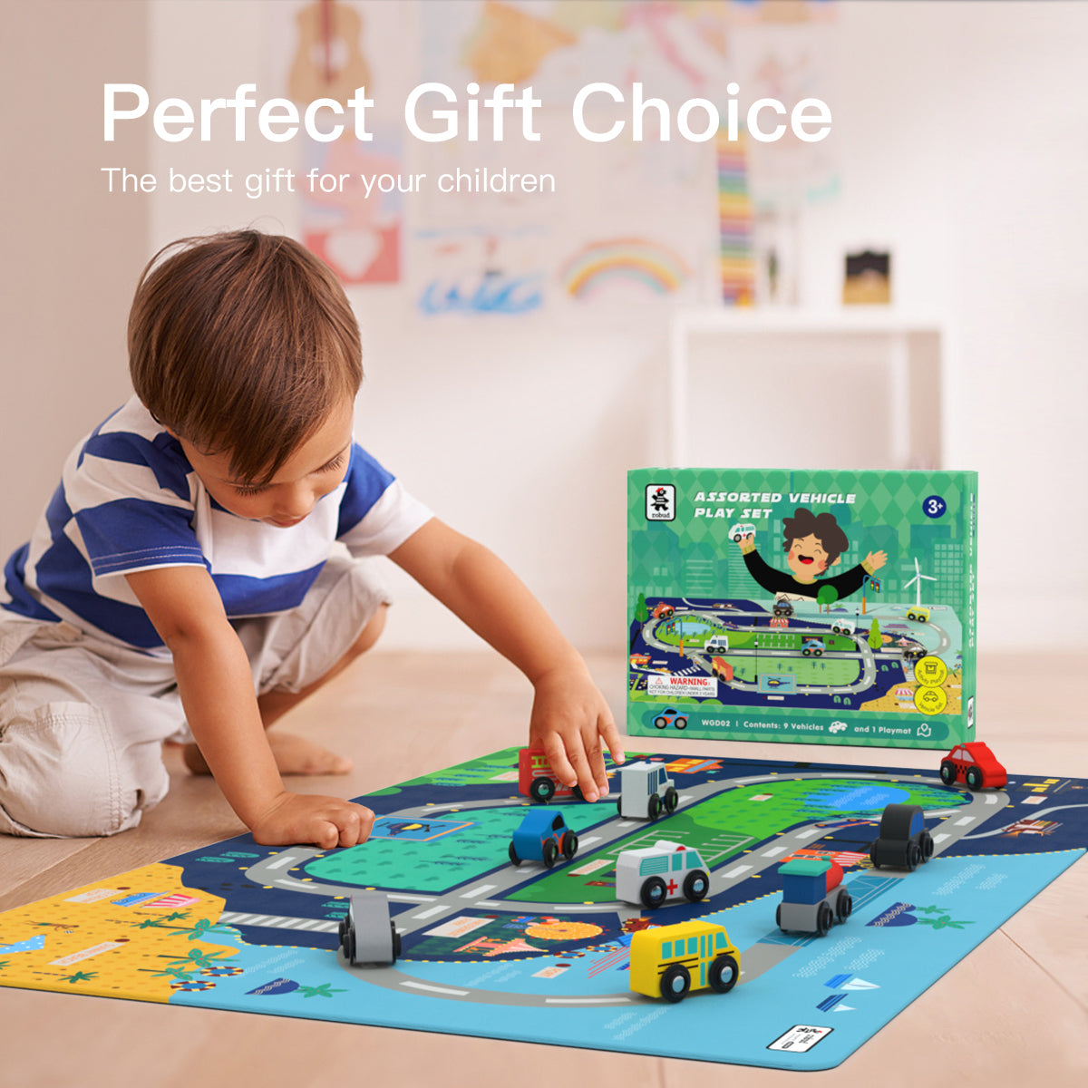 City Series Wooden Train Set with Simulation Mat