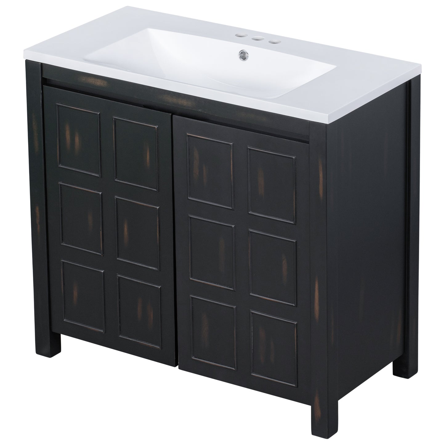 36" Bathroom Vanity Organizer with Sink, Combo Cabinet Set, Bathroom Storage Cabinet, Retro Espresso(the same with SV000004AAE)