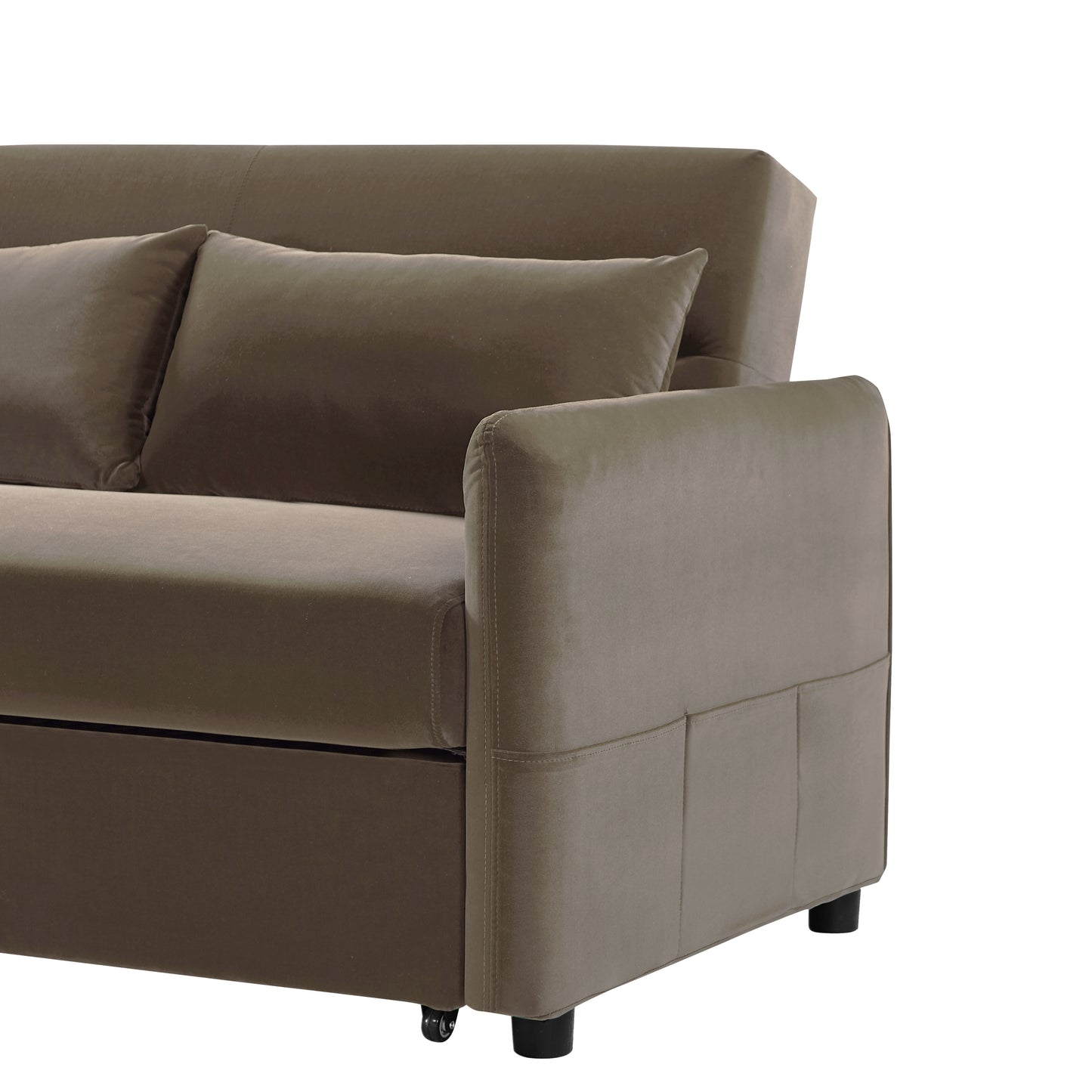 Light Brown Velvet Convertible Love Seat Sofa