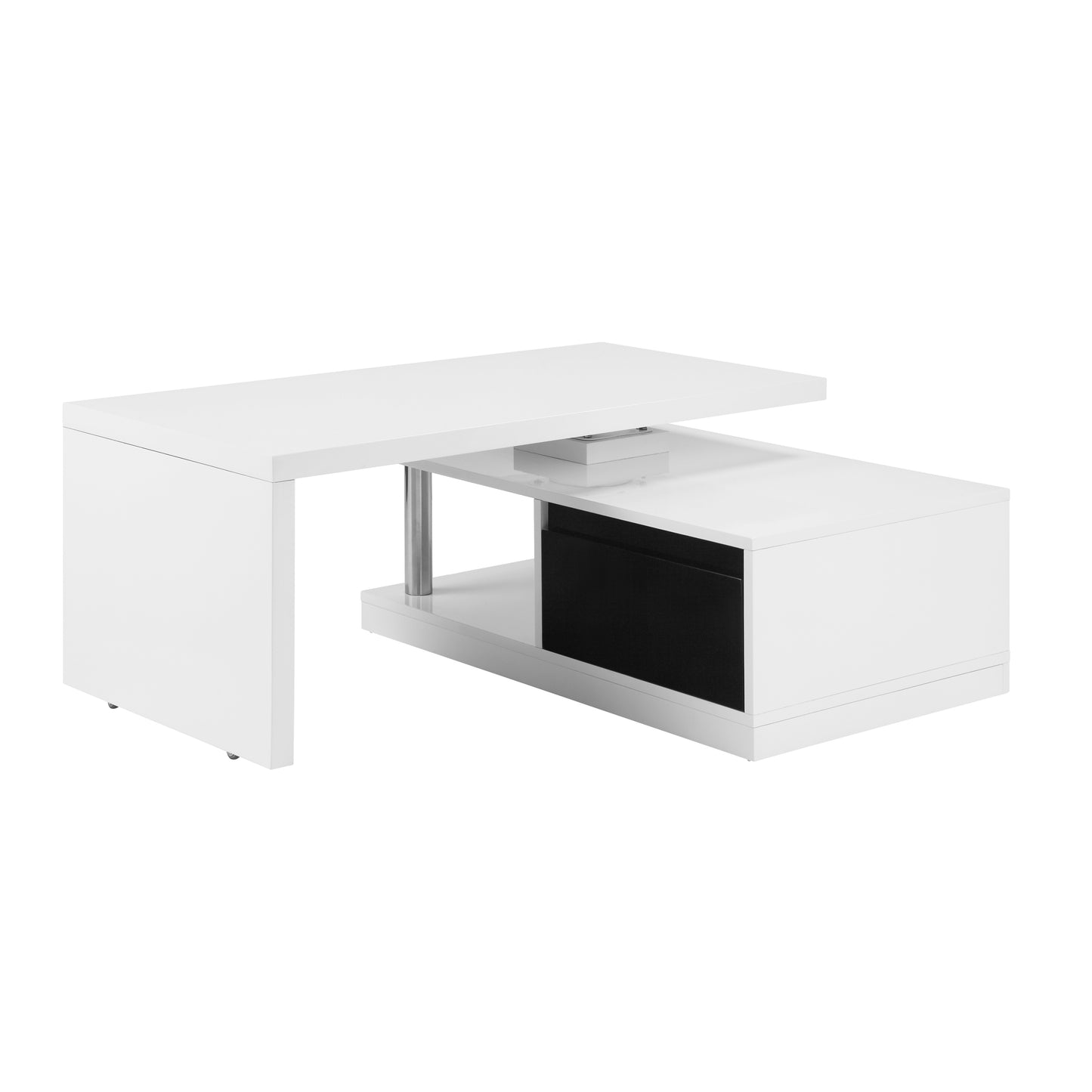 Buck II Coffee Table with Rotating Top in White and Black High Gloss Finish LV00997