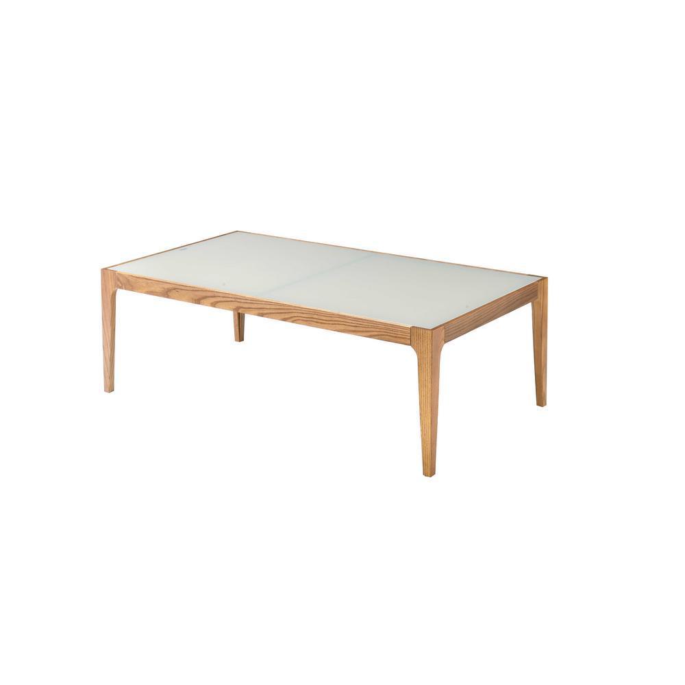 Gwynn Natural Wood and Frosted Glass Coffee Table