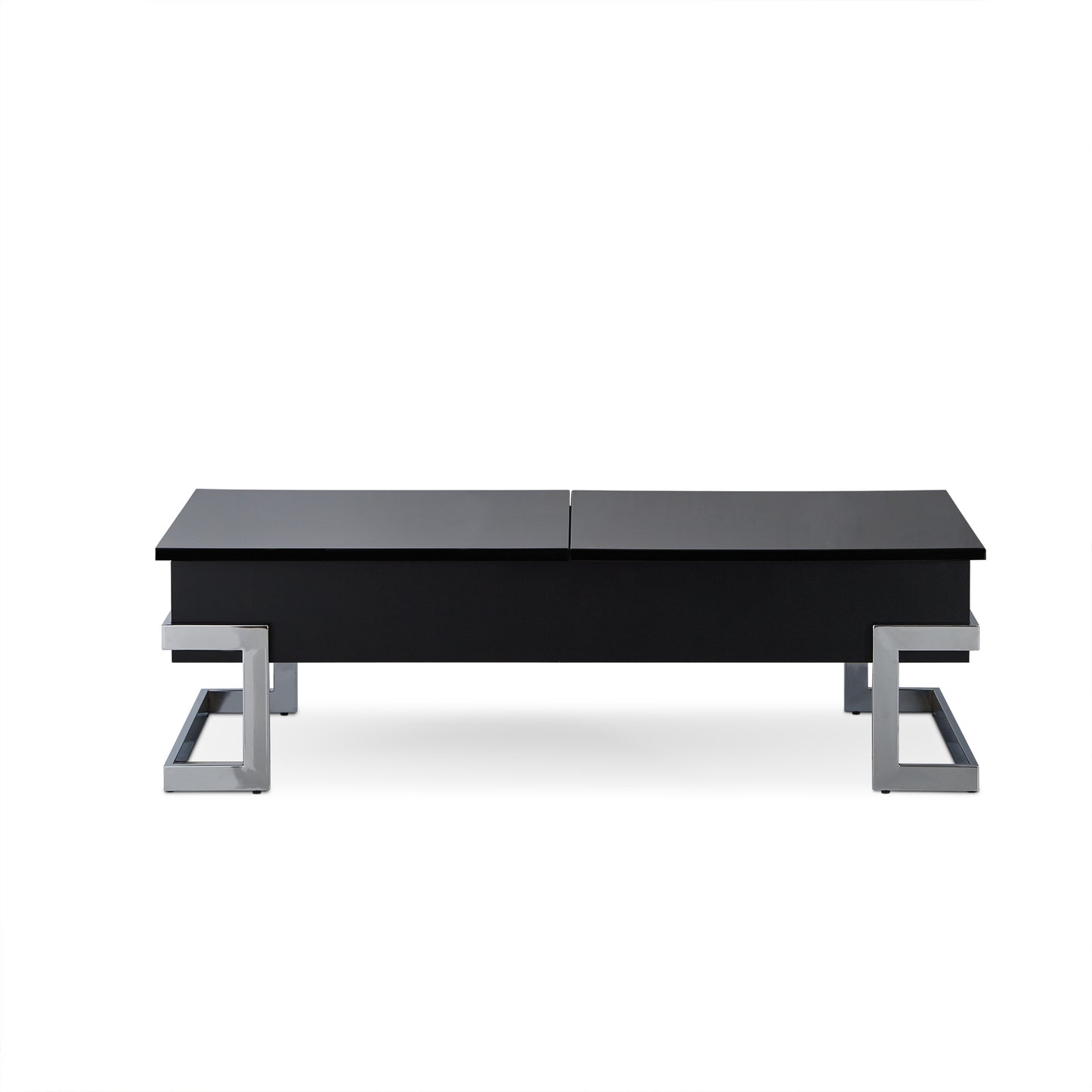 Stylish Black & Chrome Coffee Table with Lift Top - Calnan 81855