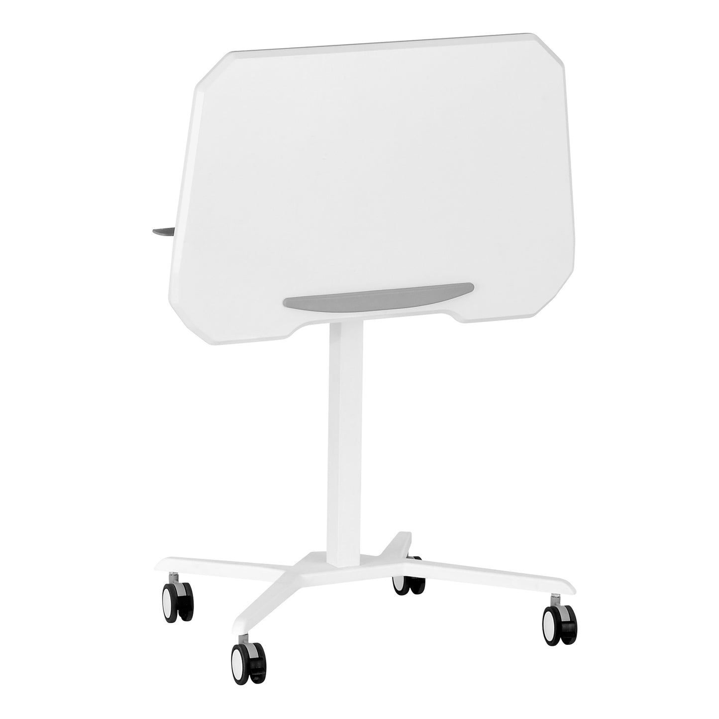 Adjustable White Laptop Stand with Tilt Tabletop and Rolling Mechanism