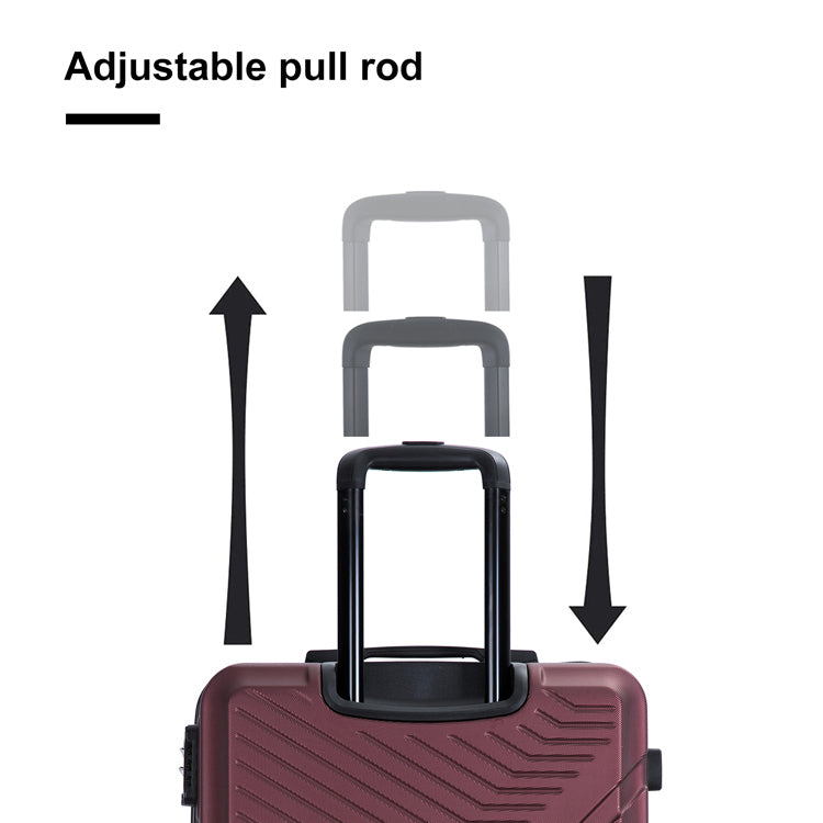 3 Piece Luggage Sets ABS Lightweight Suitcase with Two Hooks, Spinner Wheels, TSA Lock, (20/24/28) Wine Red