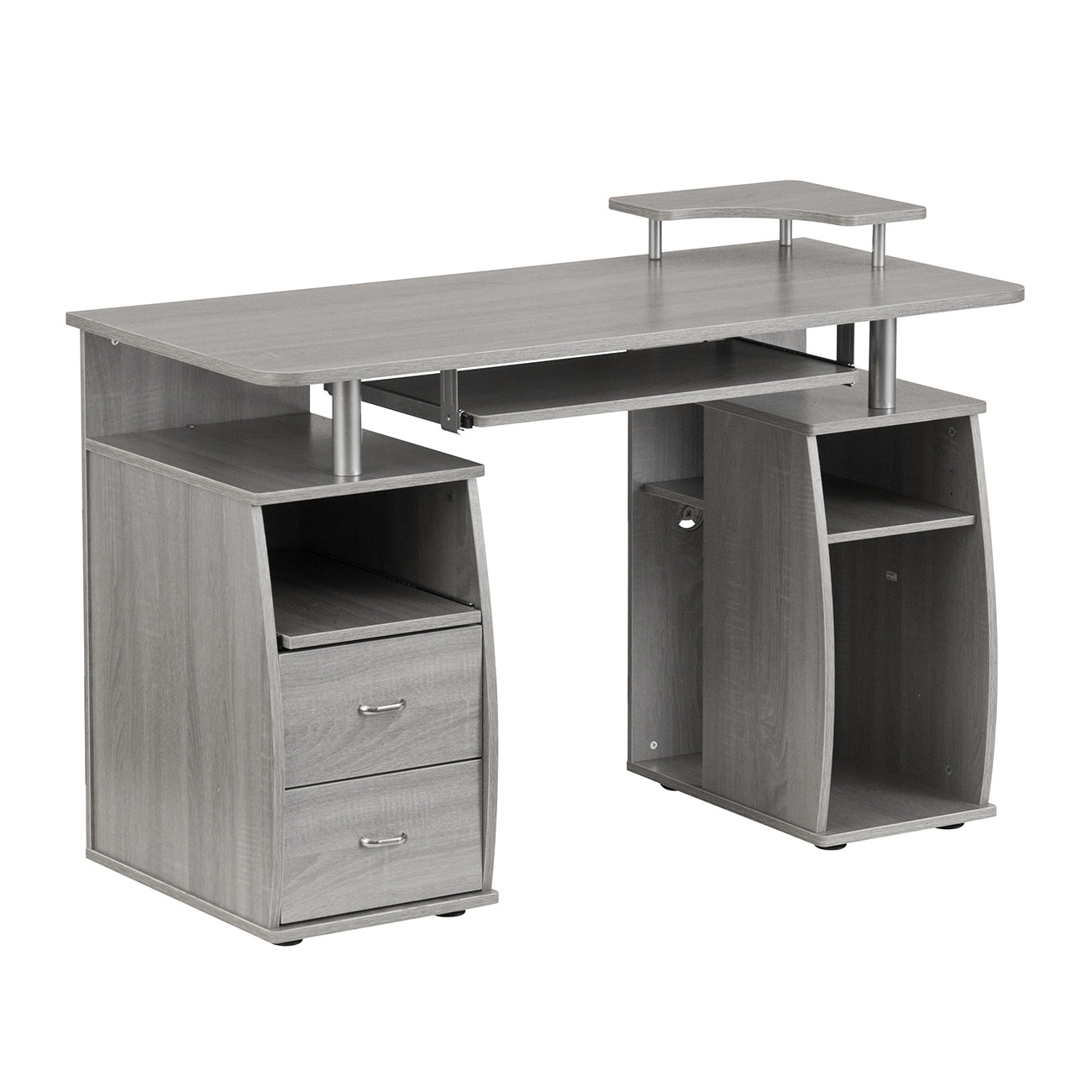 Grey Computer Workstation Desk With Storage Solution