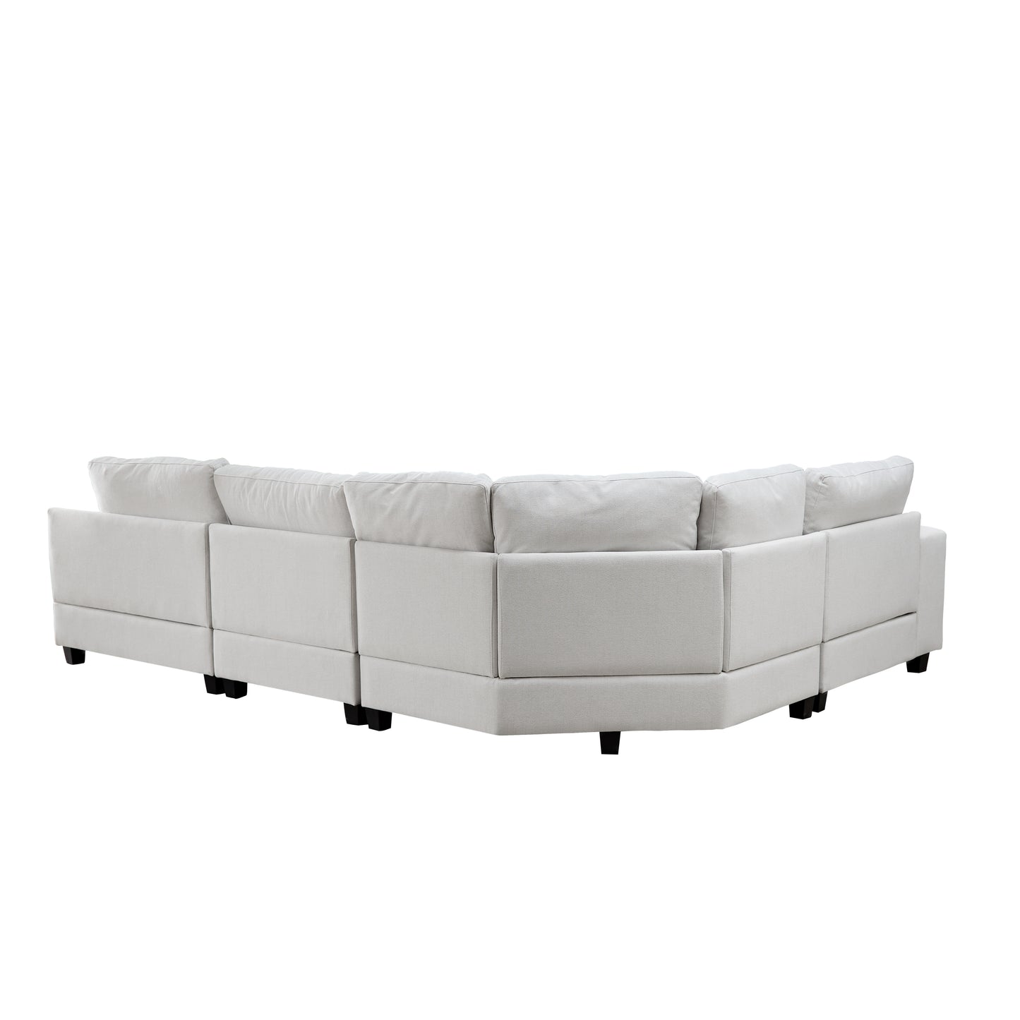 U_Style Stylish Modular Sofa Sectional with Polyester Upholstery with 4 Pillows, 1 Cup Holder with Free Combination for Living Room