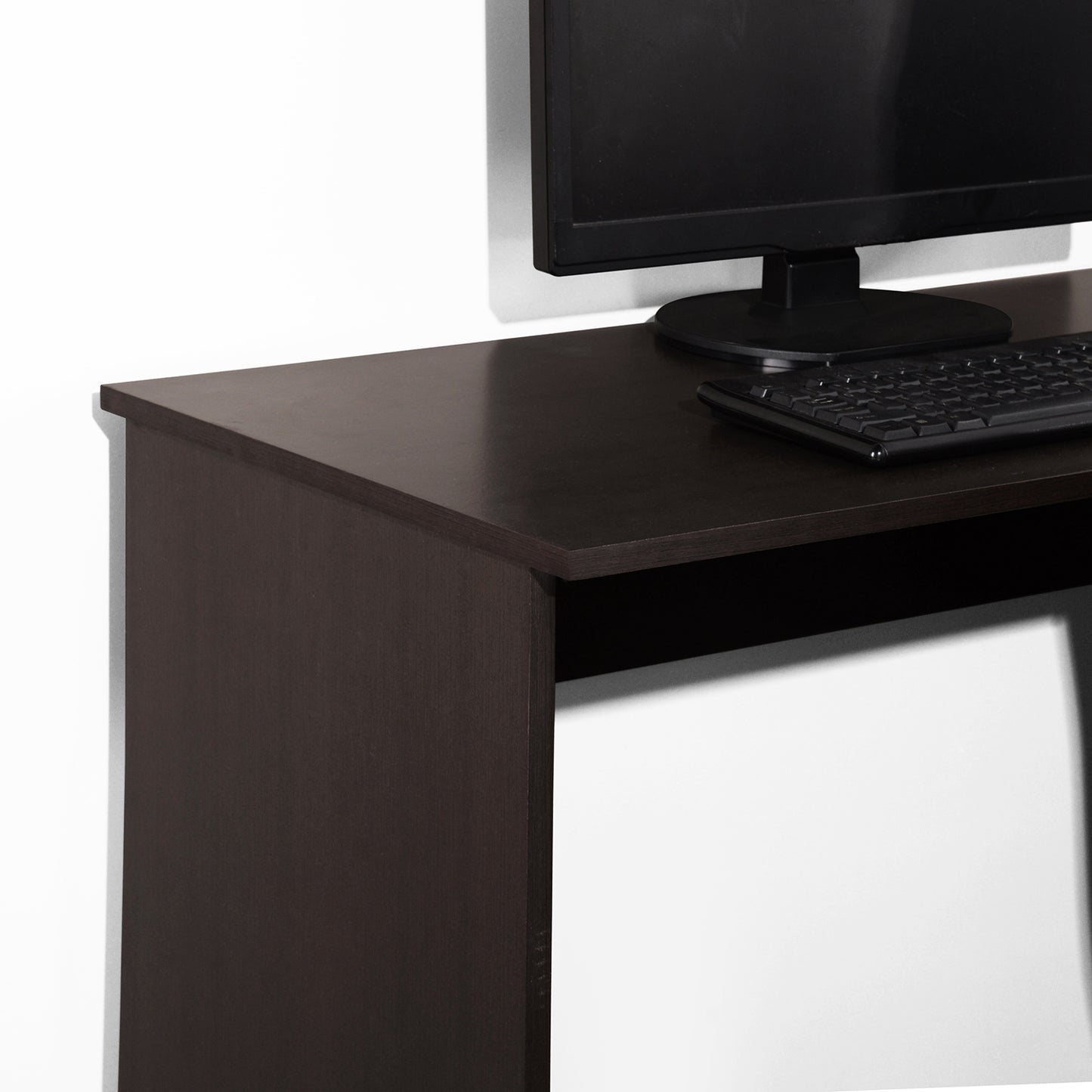 L-Shaped Computer Desk with Open Shelves and Ample Storage