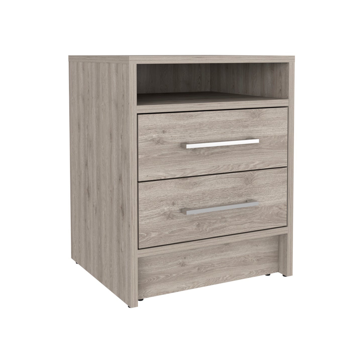 Eter Nightstand, Superior Top, Two Drawers -Light Gray