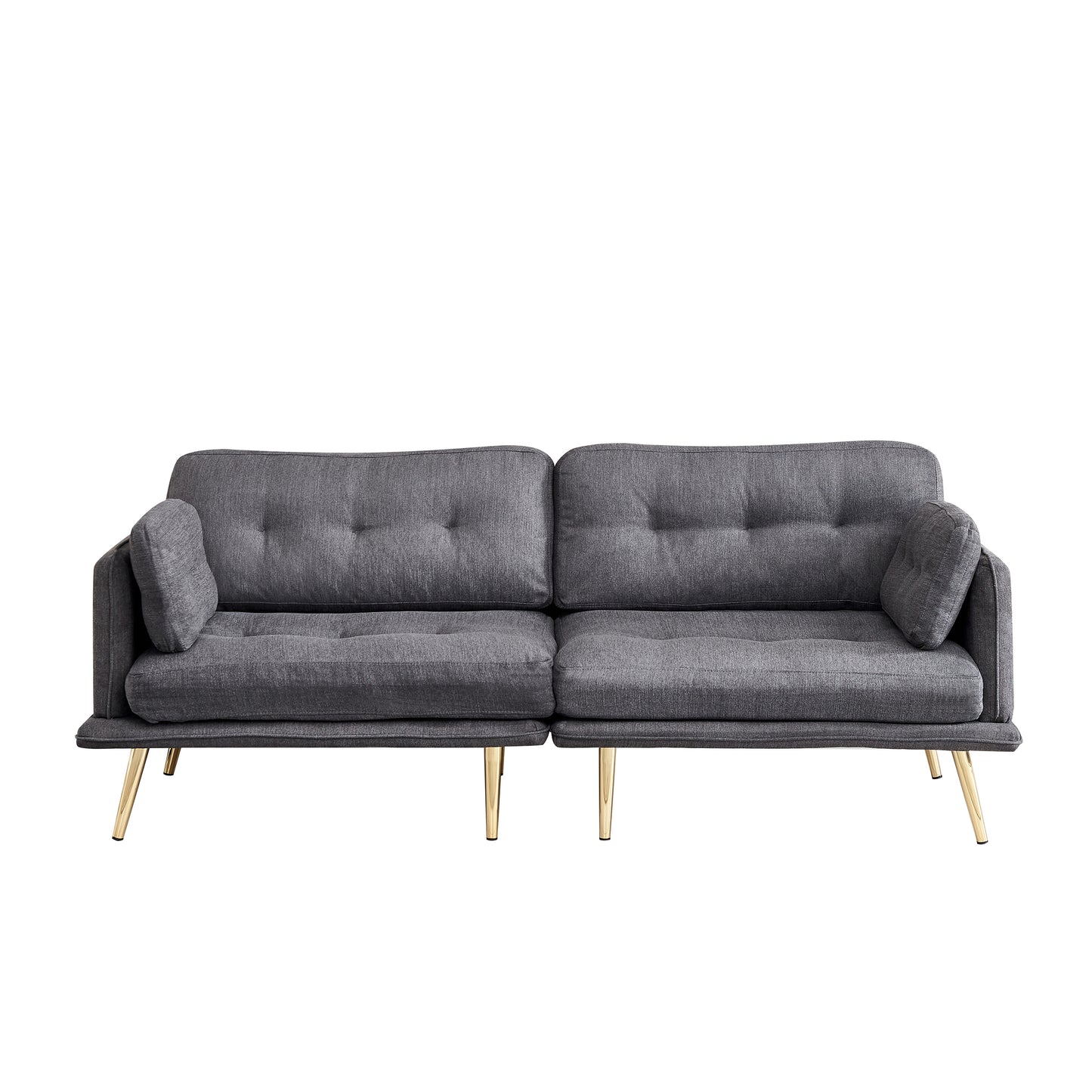 Elegant Dark Grey 3-Seat Sofa with Gold Metal Legs