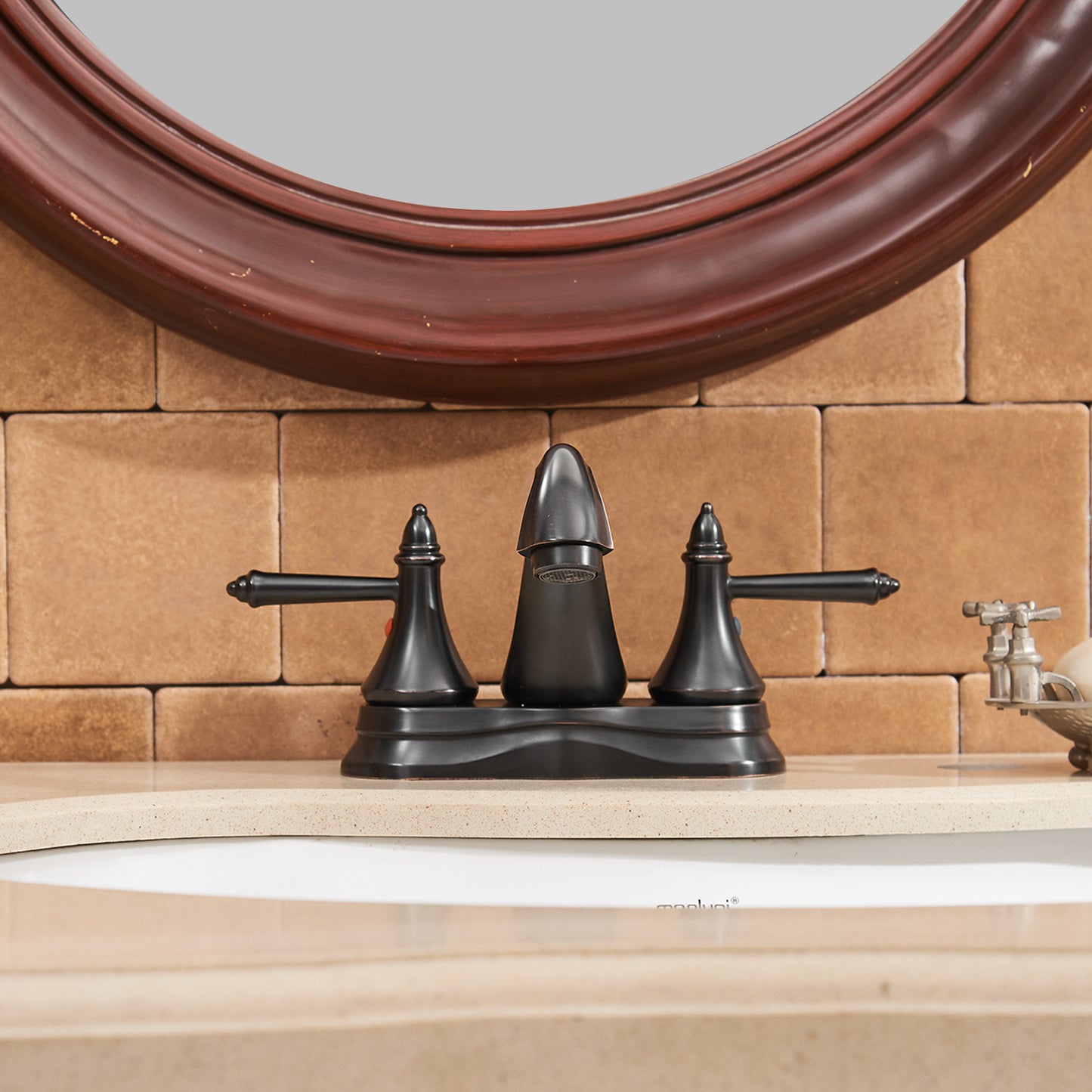 Oil Rubbed Bronze Double Handle Bathroom Faucet with Pop-up Drain Assembly for 4-inch Centerset Sink