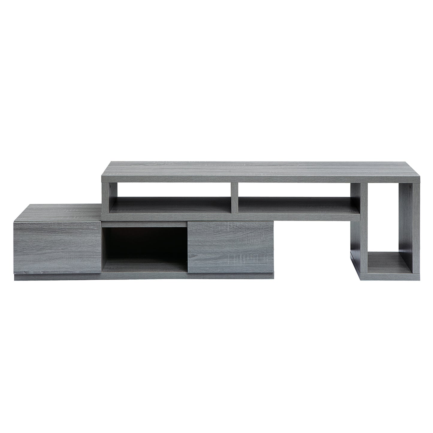 Adjustable Grey Solid Wood TV Stand Console for TVs Up to 65