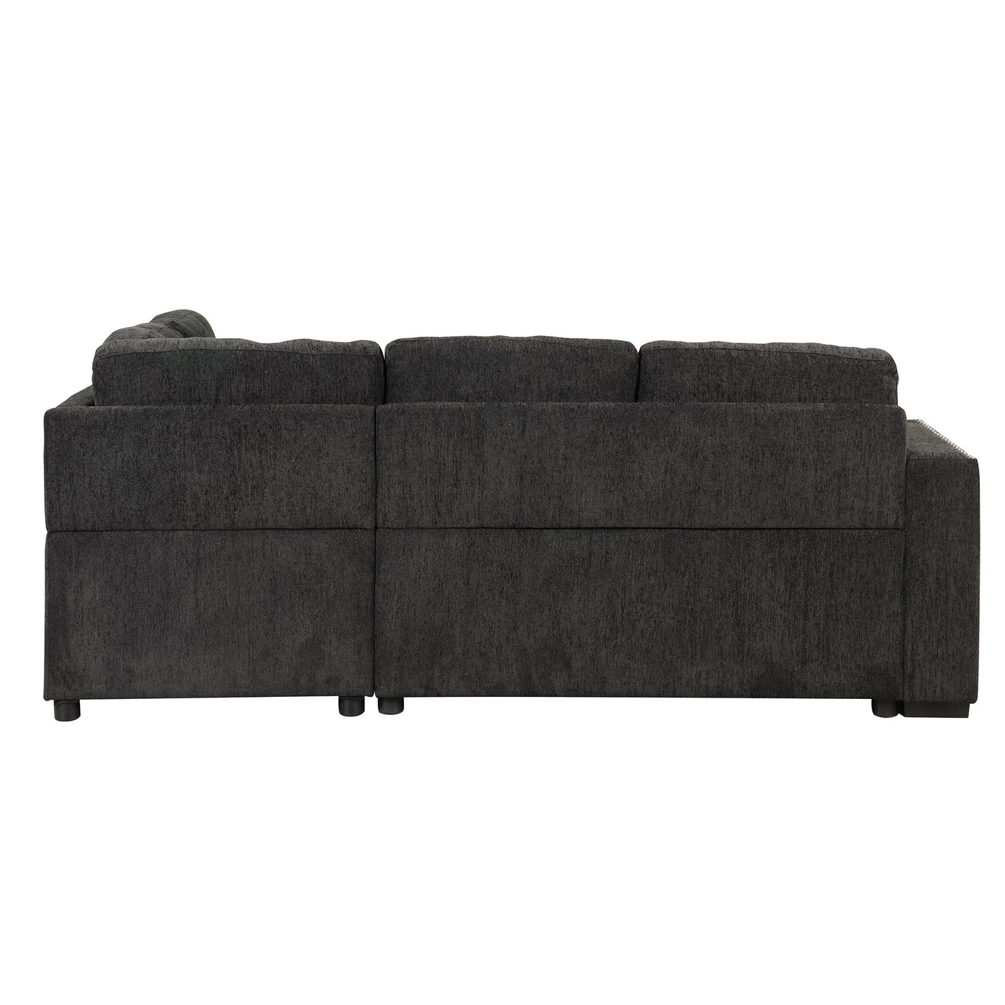 83.8 L-Shaped Reversible Sectional Sleeper Sofa with Cup Holder and USB Ports, Black