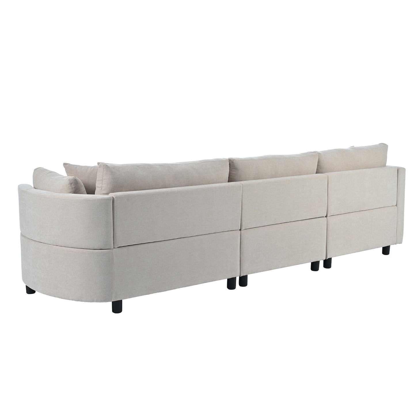 U_STYLE Three Indoor Cushioned Combination Sofas with Three Pillows and Curved Seat, for Living Room, Study Room, and Apartment