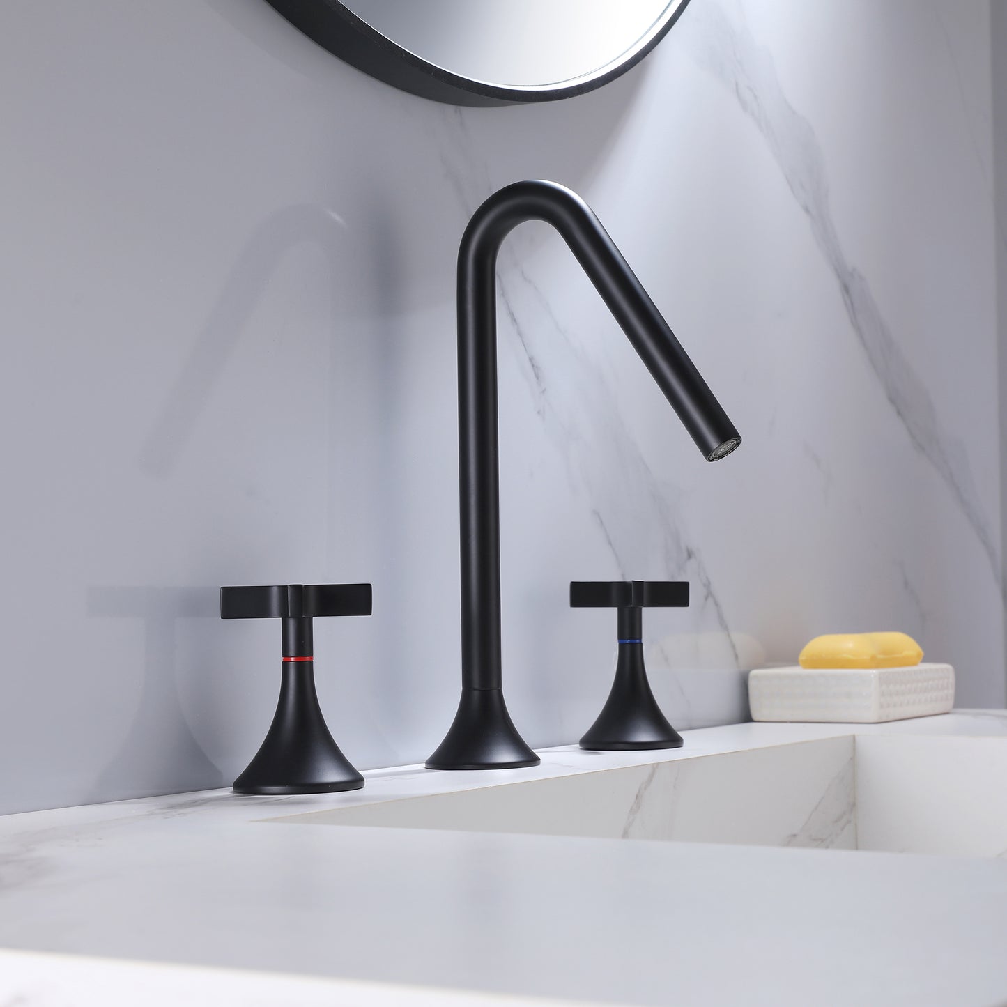 Dual-Handled Matte Black Bathroom Faucet