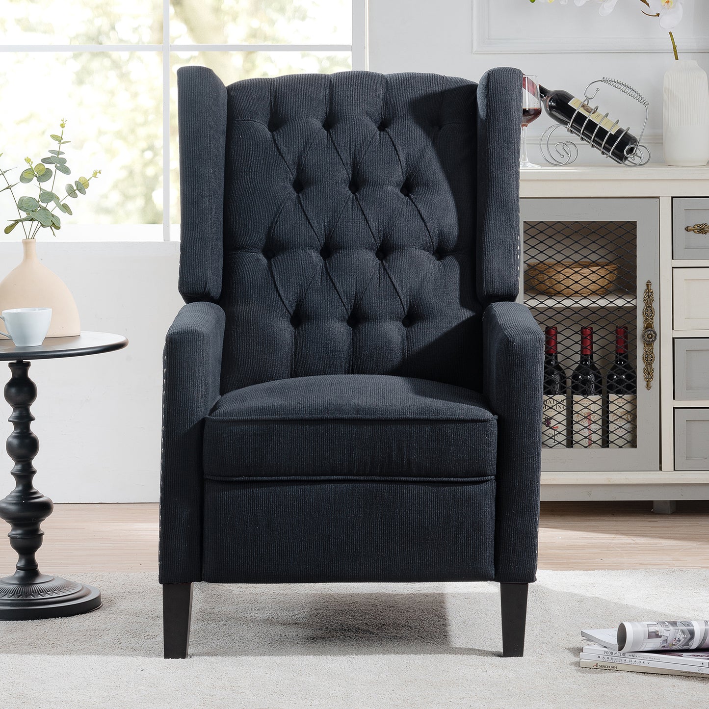 27.16 Wide Manual Wing Chair Recliner with Durable High Color Fastness Fabric