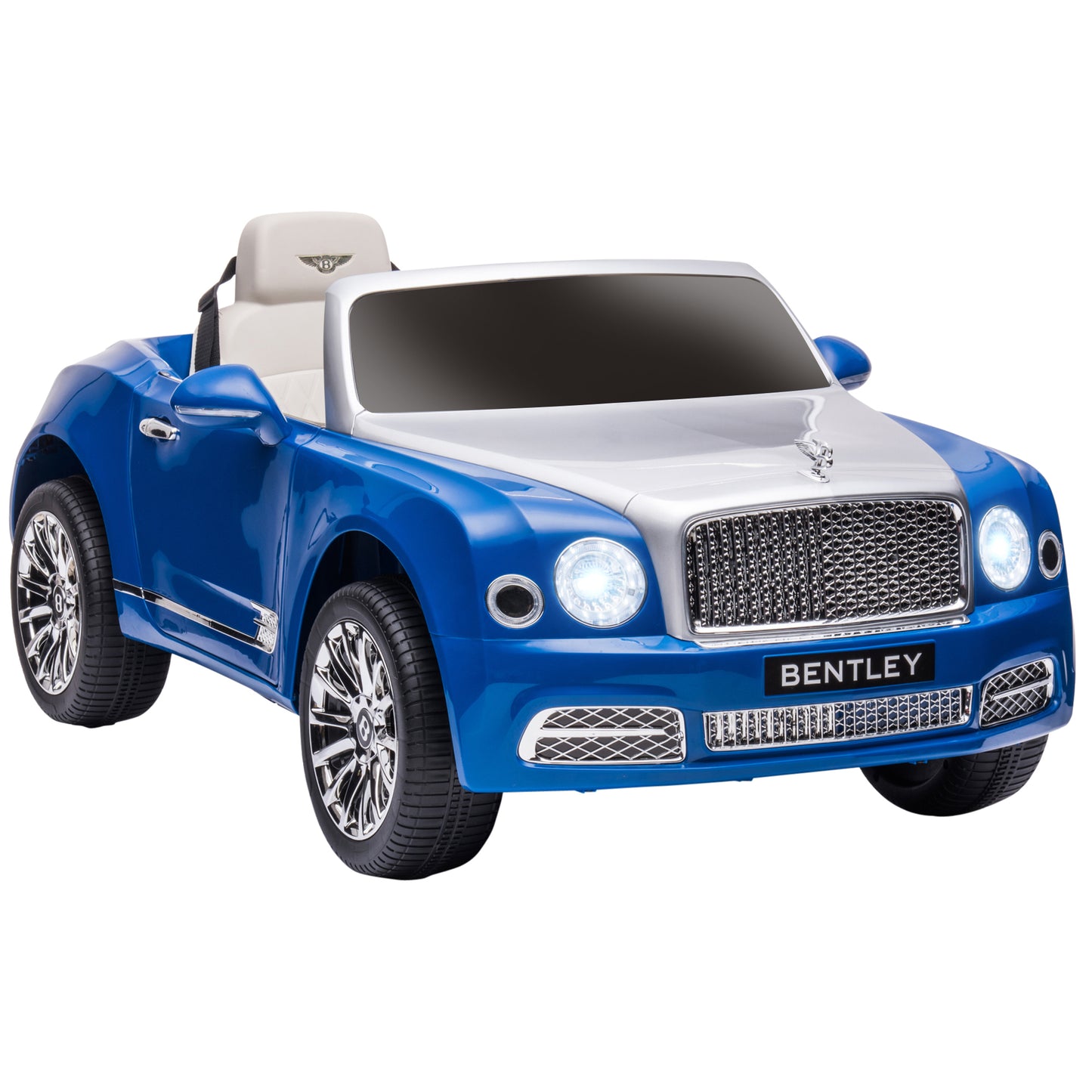 Aosom Bentley Mulsanne 12V Ride on Car, Battery Powered Car with Remote Control, Suspension, Startup Sound, LED Lights, MP3, Horn, Music, Forward and Backward, 2 Motors, Blue