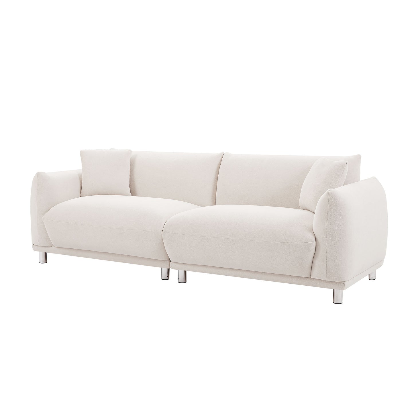 Modern Couch 88.58'' Bread-Like Sofa with 2 Pillows and Metal Feet,Beige