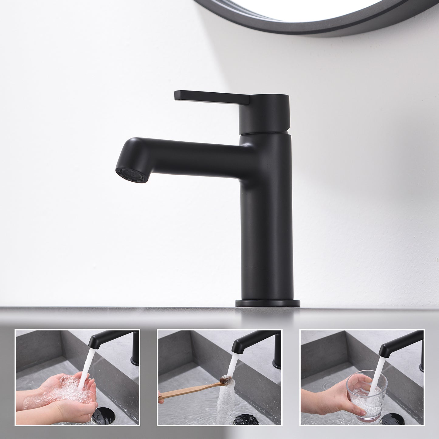 Elegant Matte Black Single Handle Bathroom Faucet for Modern Basin