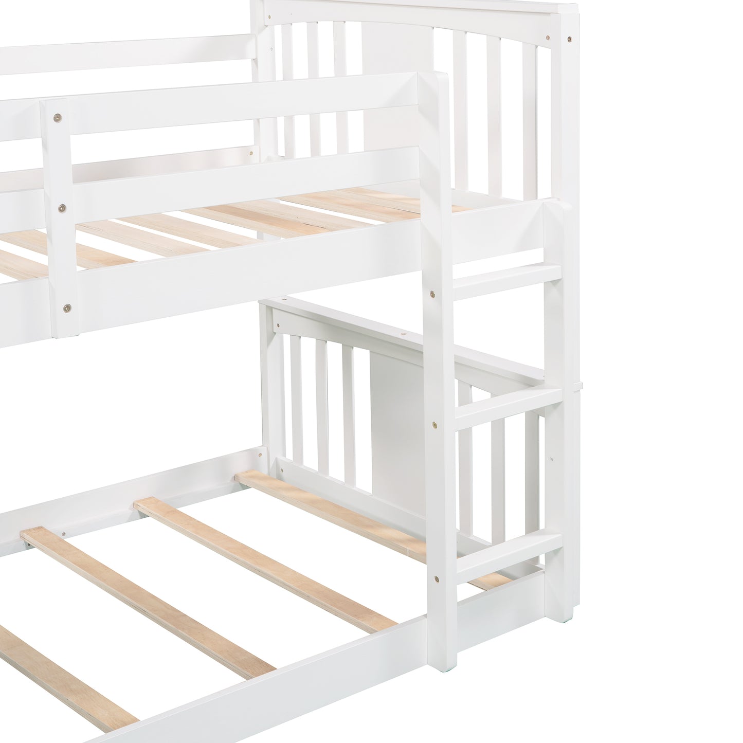 White Twin Bunk Bed with Ladder for Space-Saving Comfort