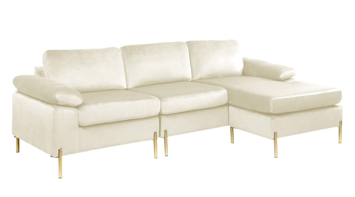 Shannon Velvet Sectional Sofa with Chaise