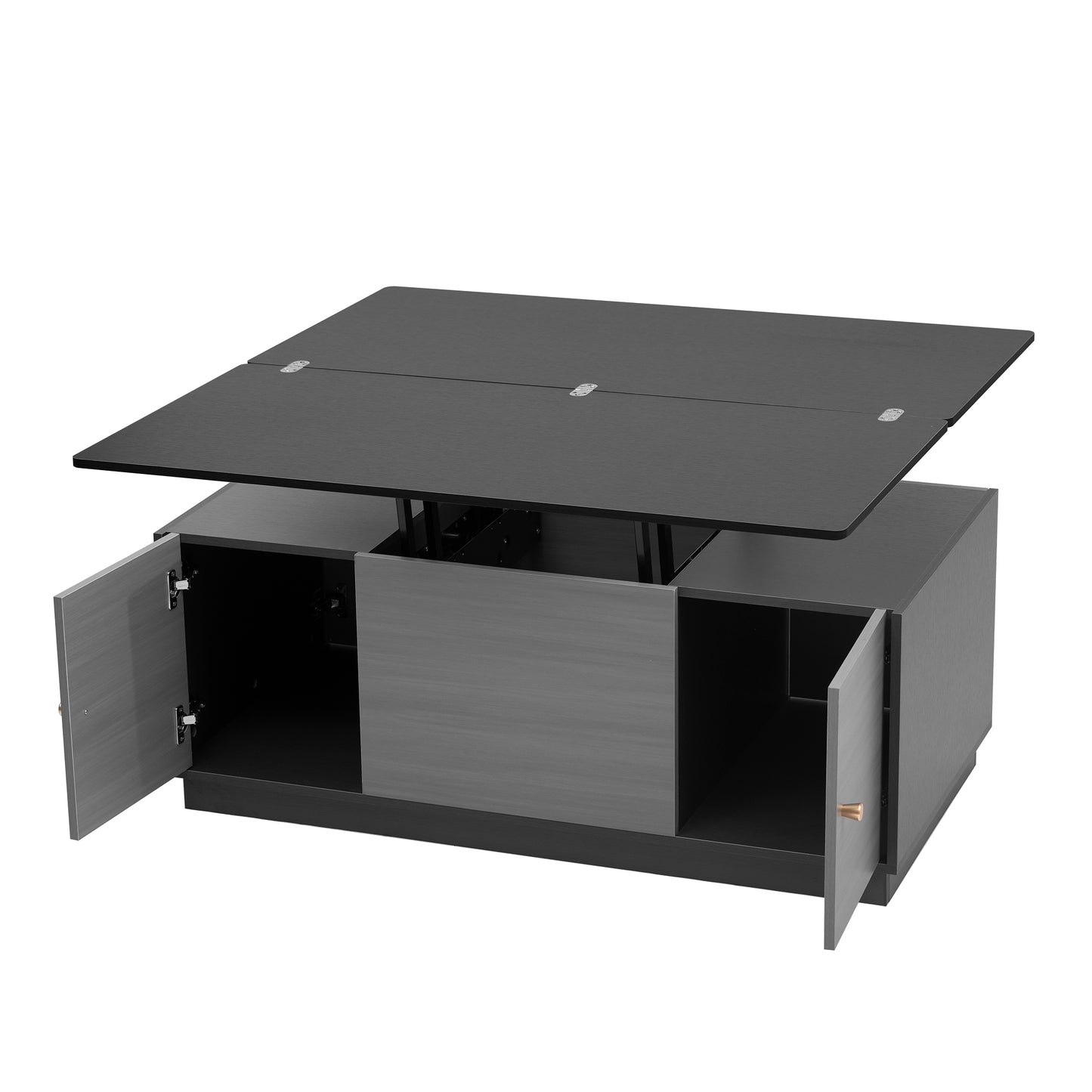 Extendable Lift-Top Coffee Table with Storage in Contemporary Gray