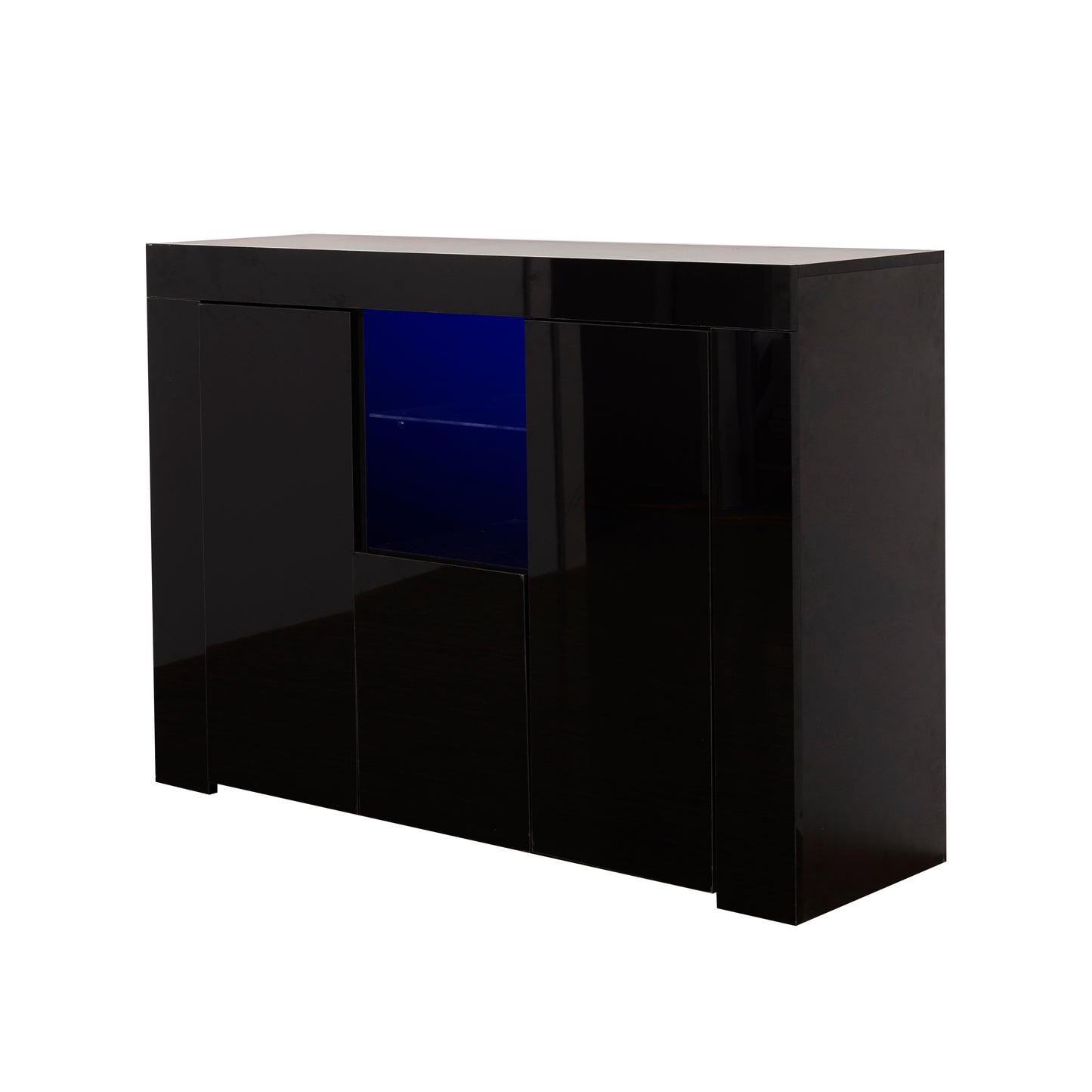 Modern White High Gloss LED Sideboard with Drawer and Storage Cabinet