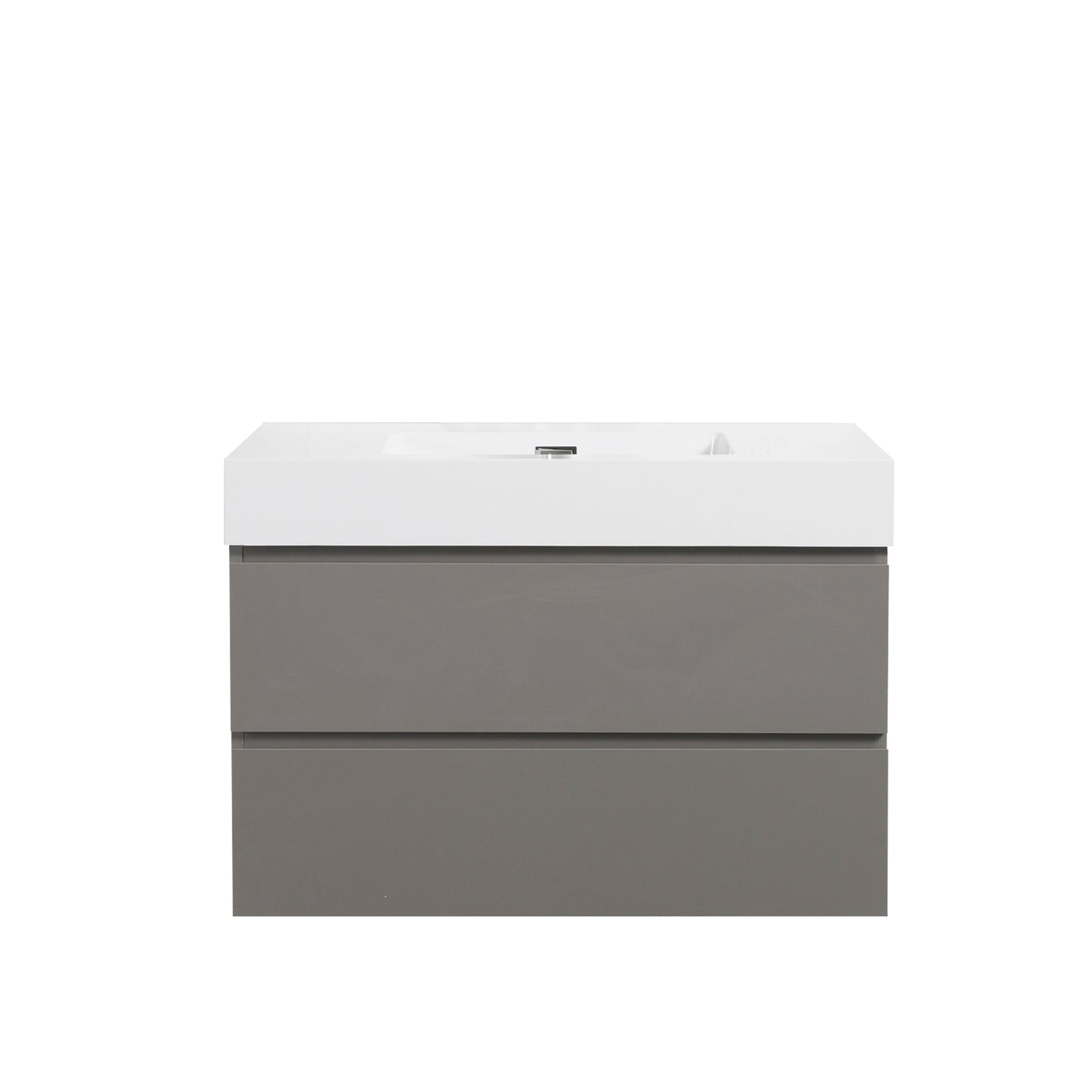 Alice 36" Gray Bathroom Vanity with Sink, Large Storage Wall Mounted Floating Bathroom Vanity for Modern Bathroom, One-Piece White Sink Basin without Drain and Faucet