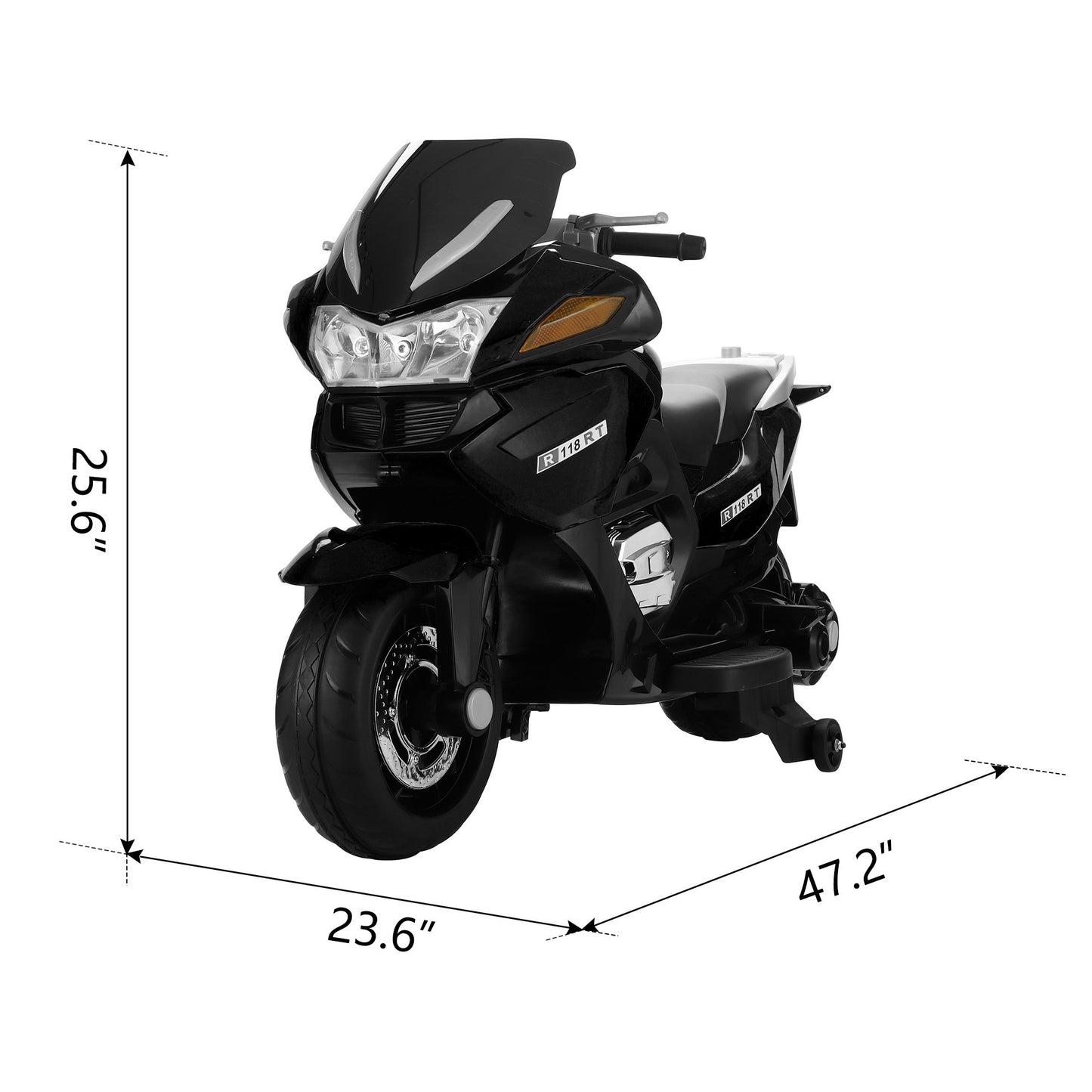 12V Electric Battery Powered Kids Ride On Motorcycle - Black