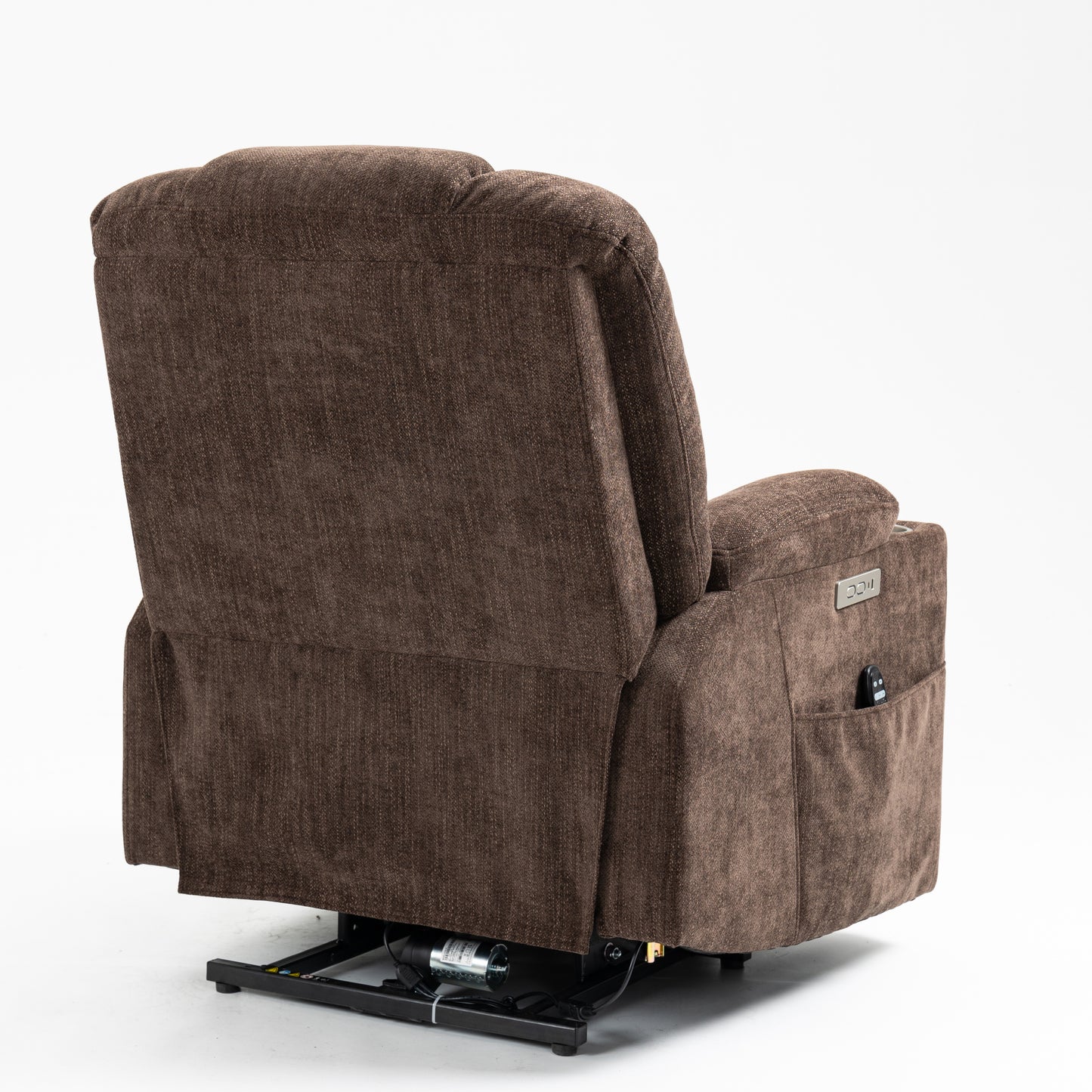 EMON'S Large Power Lift Recliner Chair with Massage and Heat, Overstuffed Wide Recliner with USB and Type C Ports, Brown