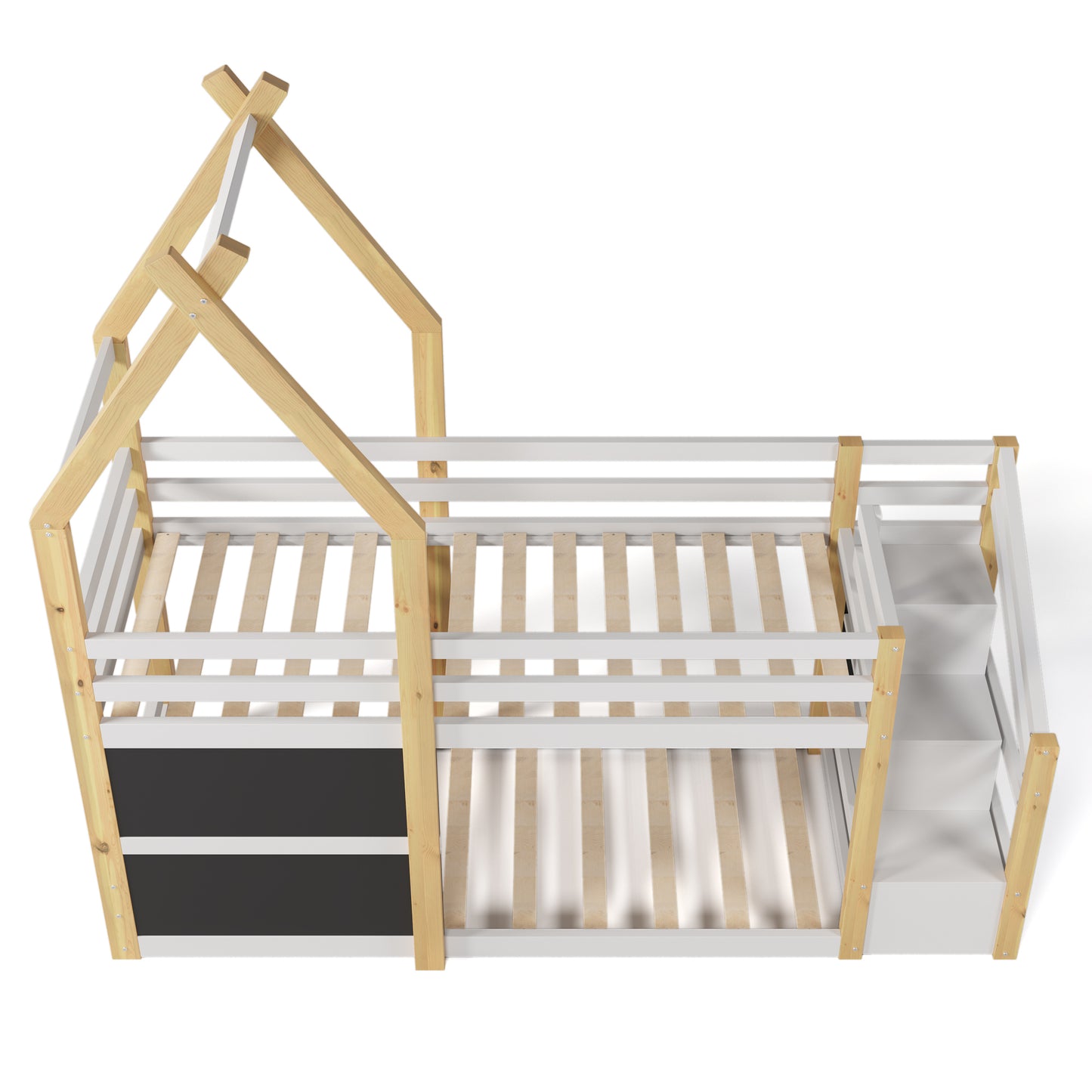 Treehouse Bunk Bed with Storage Staircase and Blackboards