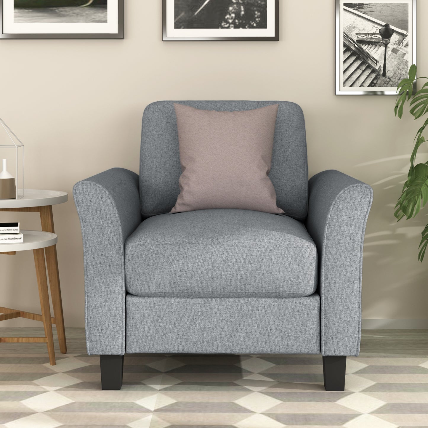 Living Room Furniture Armrest Single Sofa (Gray)