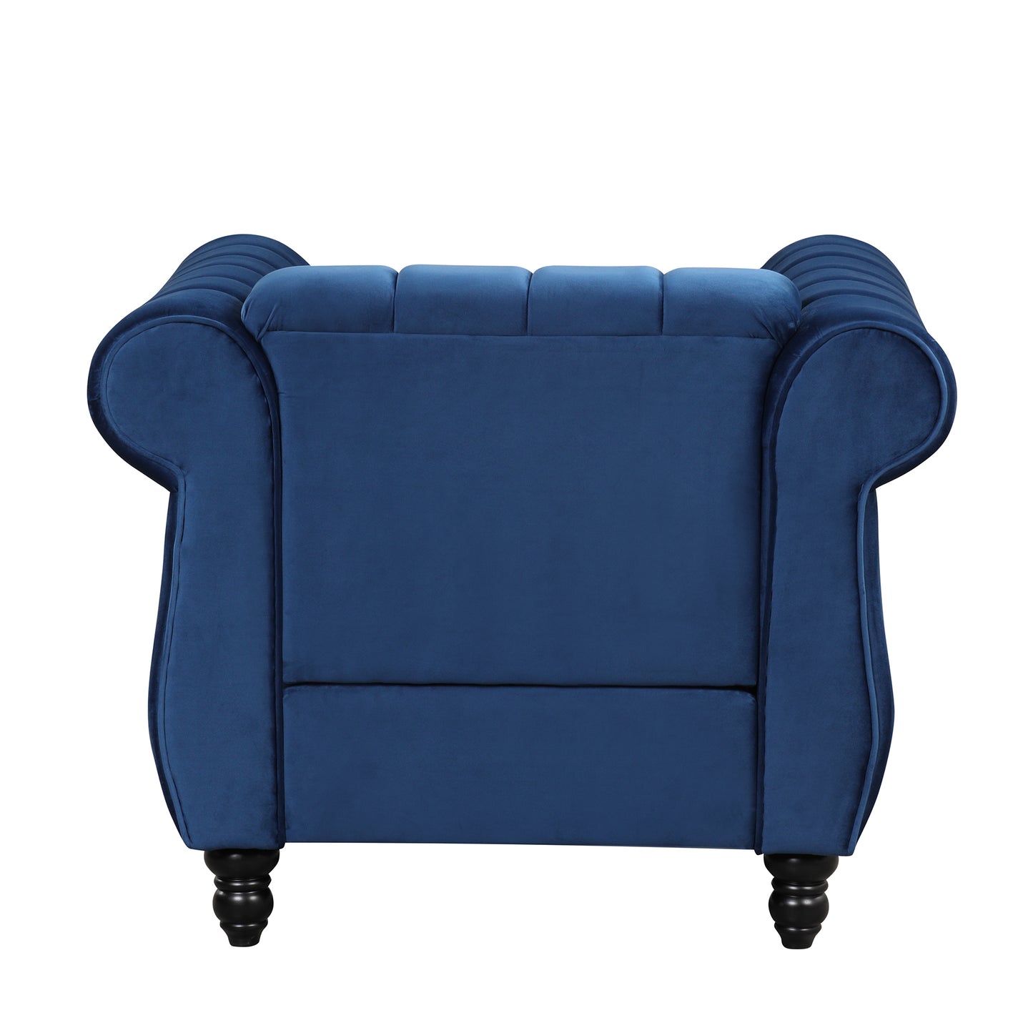 39 Modern Blue Upholstered Sofa with Buttoned Backrest