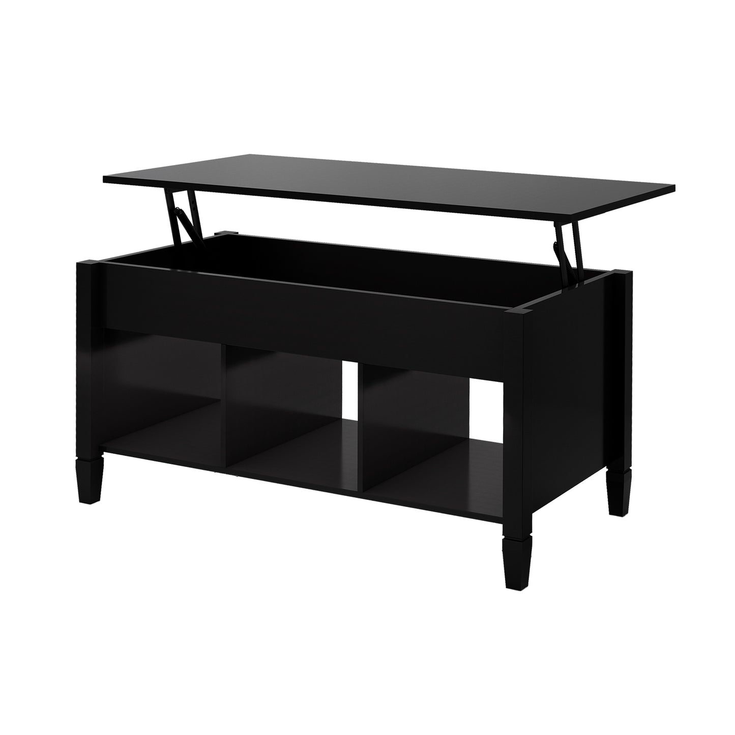 Adjustable Lift Top Coffee Table with Storage - Black