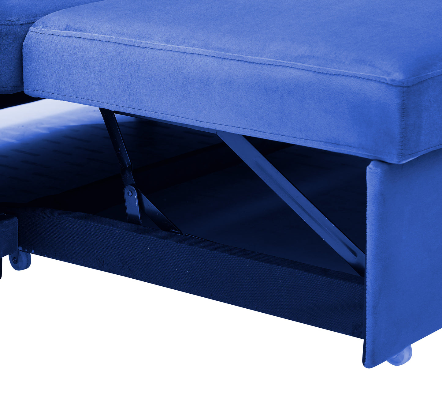 54 Blue Velvet Sofa with Pull Out Bed and Two Pillows - Perfect for Small Spaces