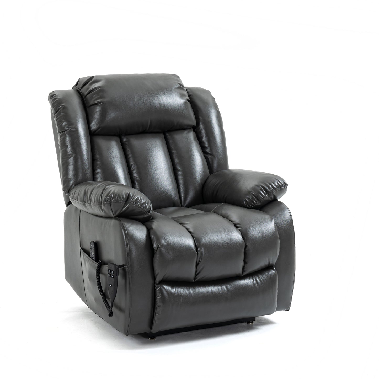 Grey Faux Leather Power Lift Recliner Chair with Massage and Heating