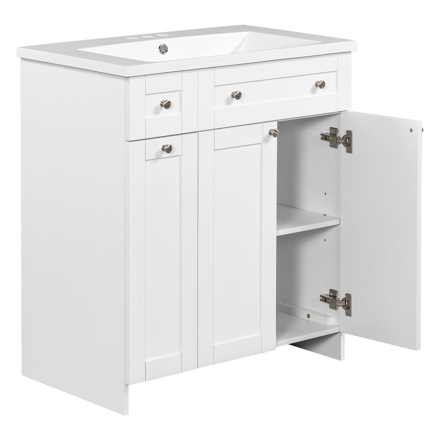 30" White Bathroom vanity with Single Sink ,Combo Cabinet Undermount Sink,Bathroom Storage Cabinet vanities