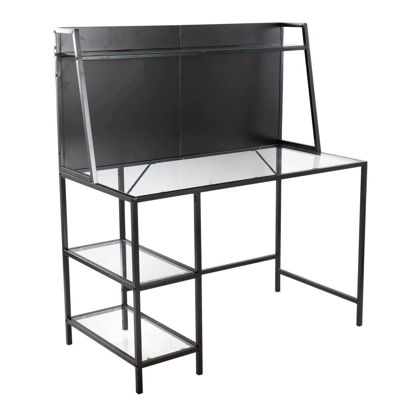 LumiSource Modern Clear Glass and Black Metal Desk