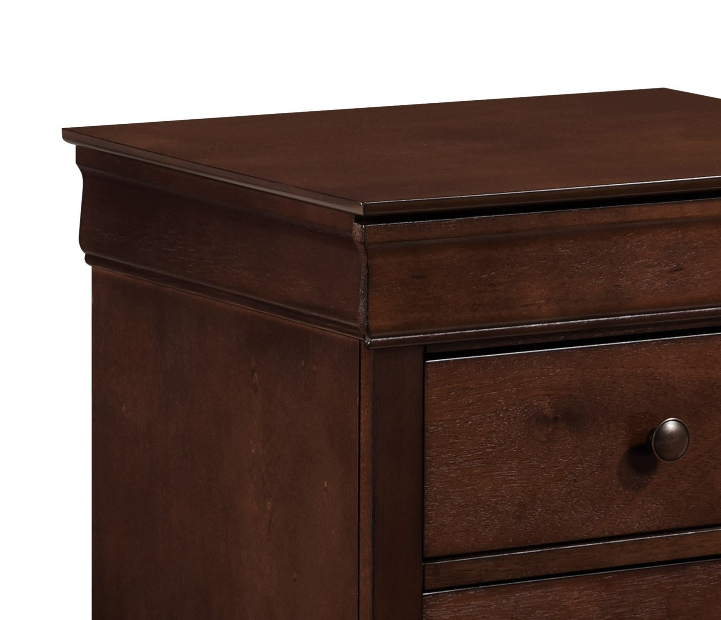 Louis Philippe Style 1pc Nightstand of Drawers Brown Cherry Finish Okume Veneer Bedroom Furniture