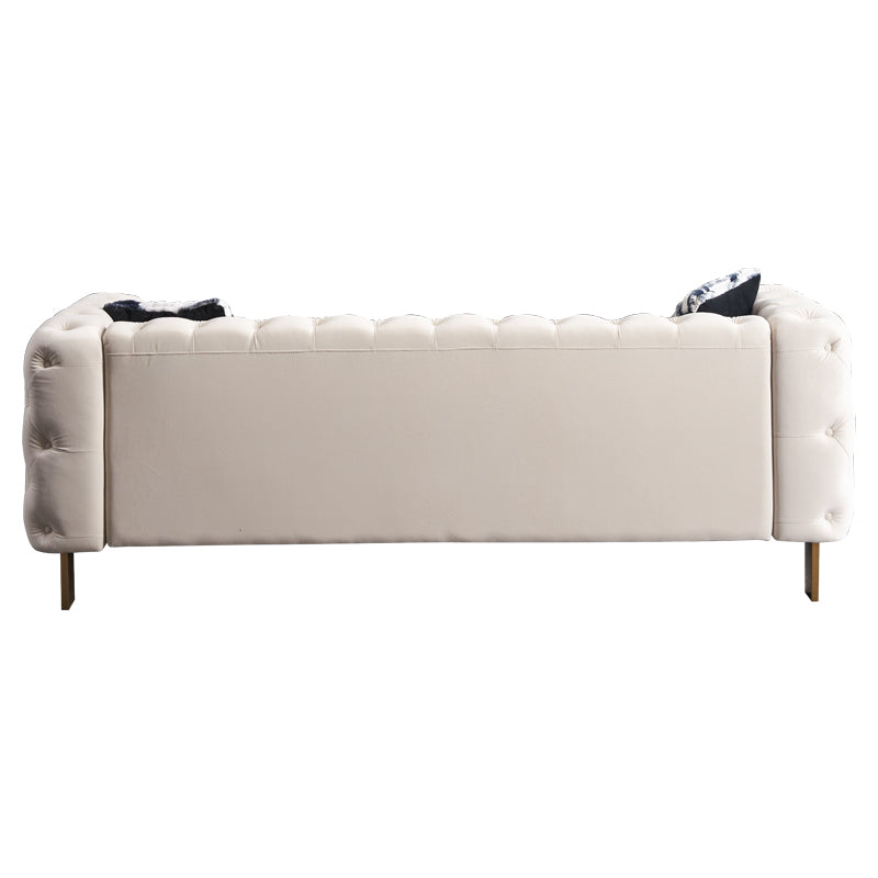 Chesterfield Modern Tufted Velvet Living Room Sofa, 84.25''W Couch,Cream