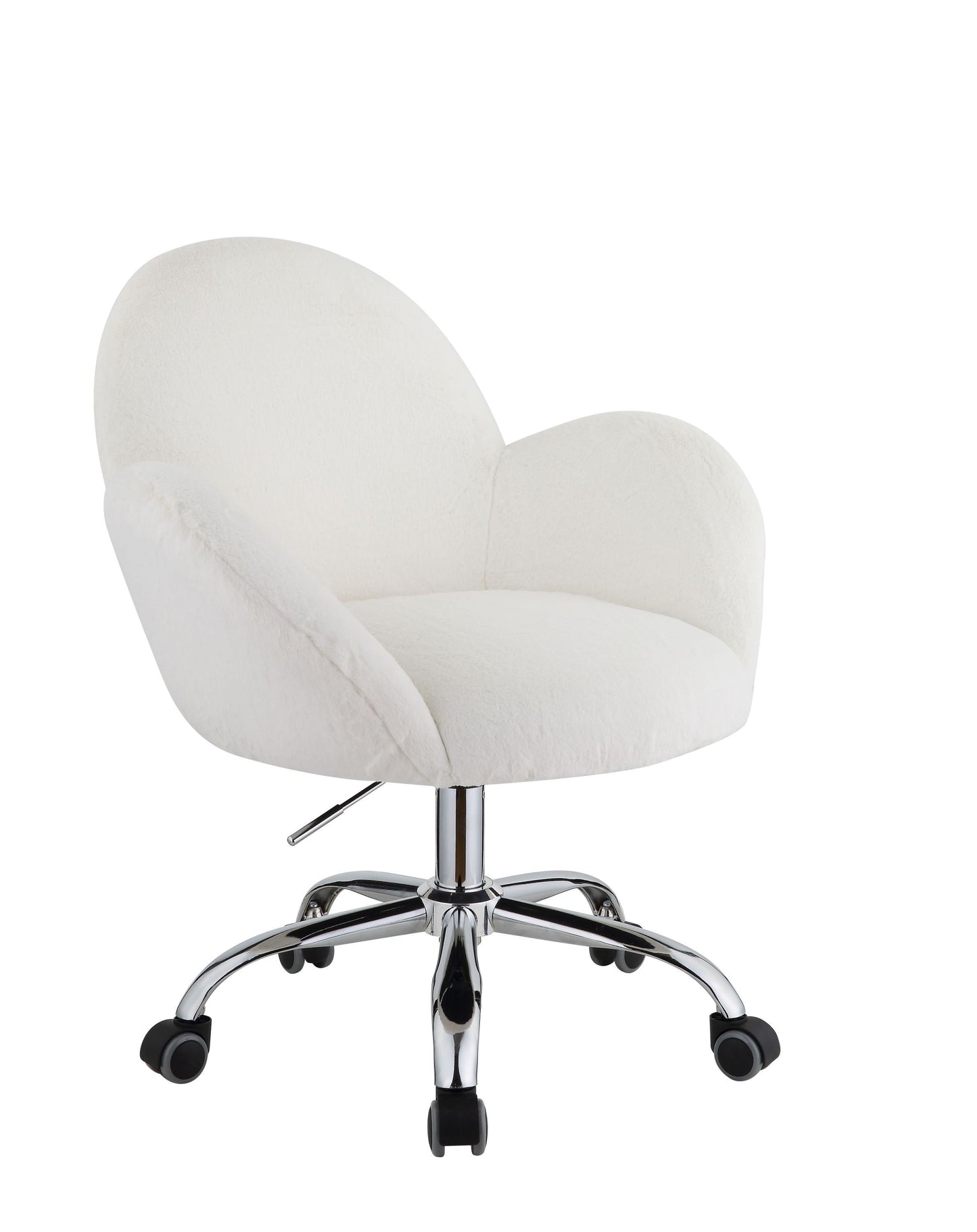 Jago Office Chair in White Lapin & Chrome Finish OF00119