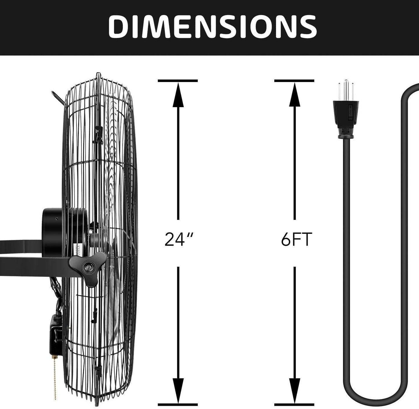 2Pack 24 Inch Industrial Wall Mount Fan, 3 Speed Commercial Ventilation Metal Fan for Warehouse, Greenhouse, Workshop, Patio, Factory and Basement - High Velocity