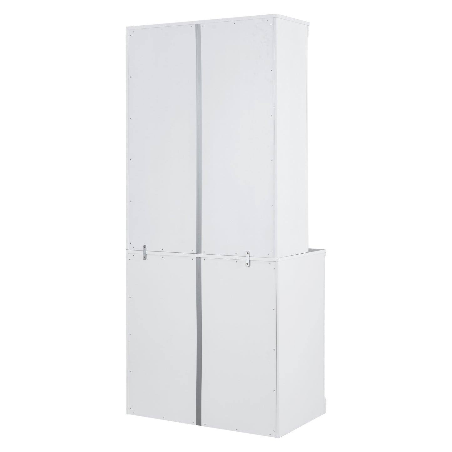 Modern White 83.4 Bookshelf and Writing Desk Suite with LED Lighting and Drawers