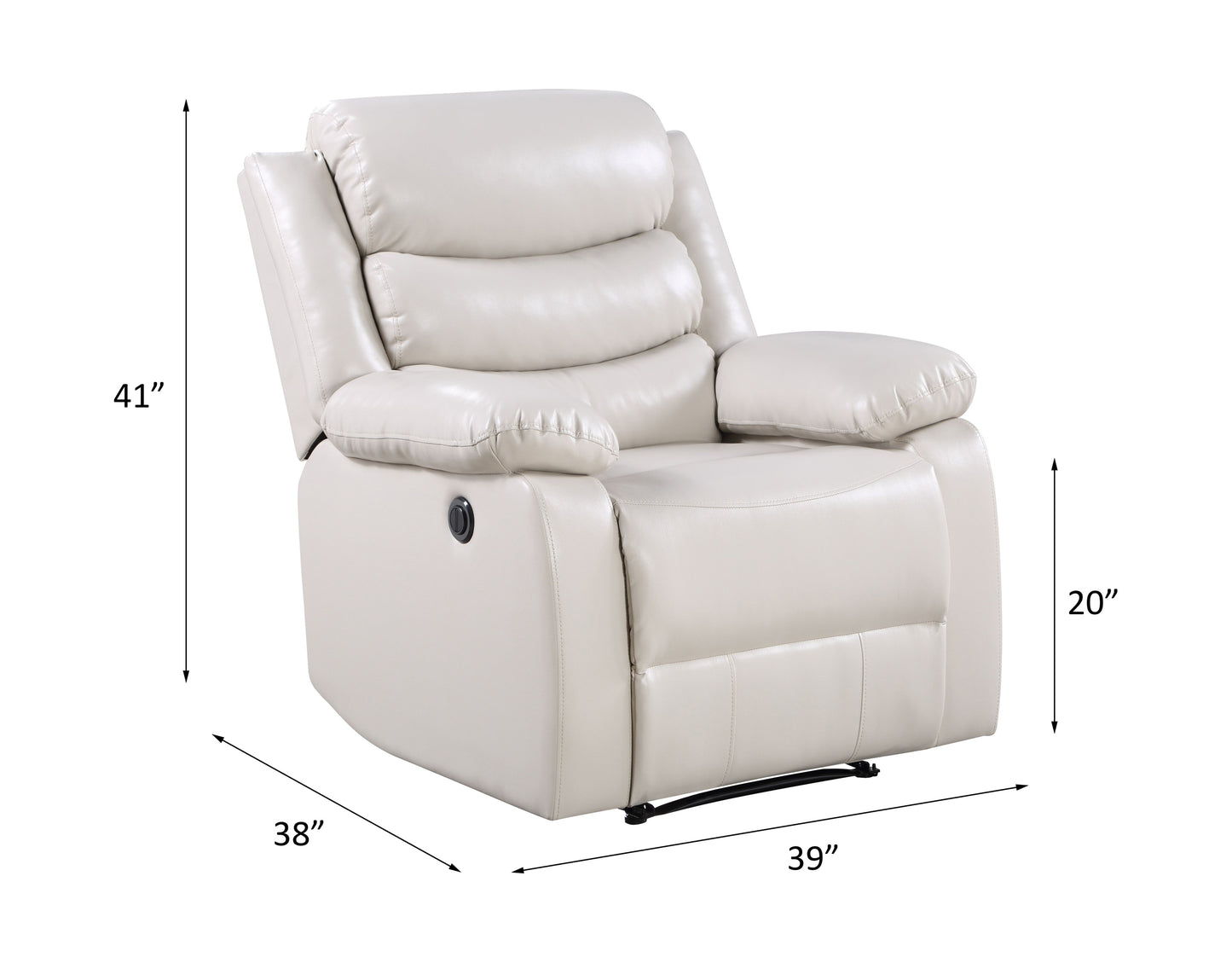 Eilbra Power Recliner in Beige Faux Leather - Ultimate Relaxation Recliner