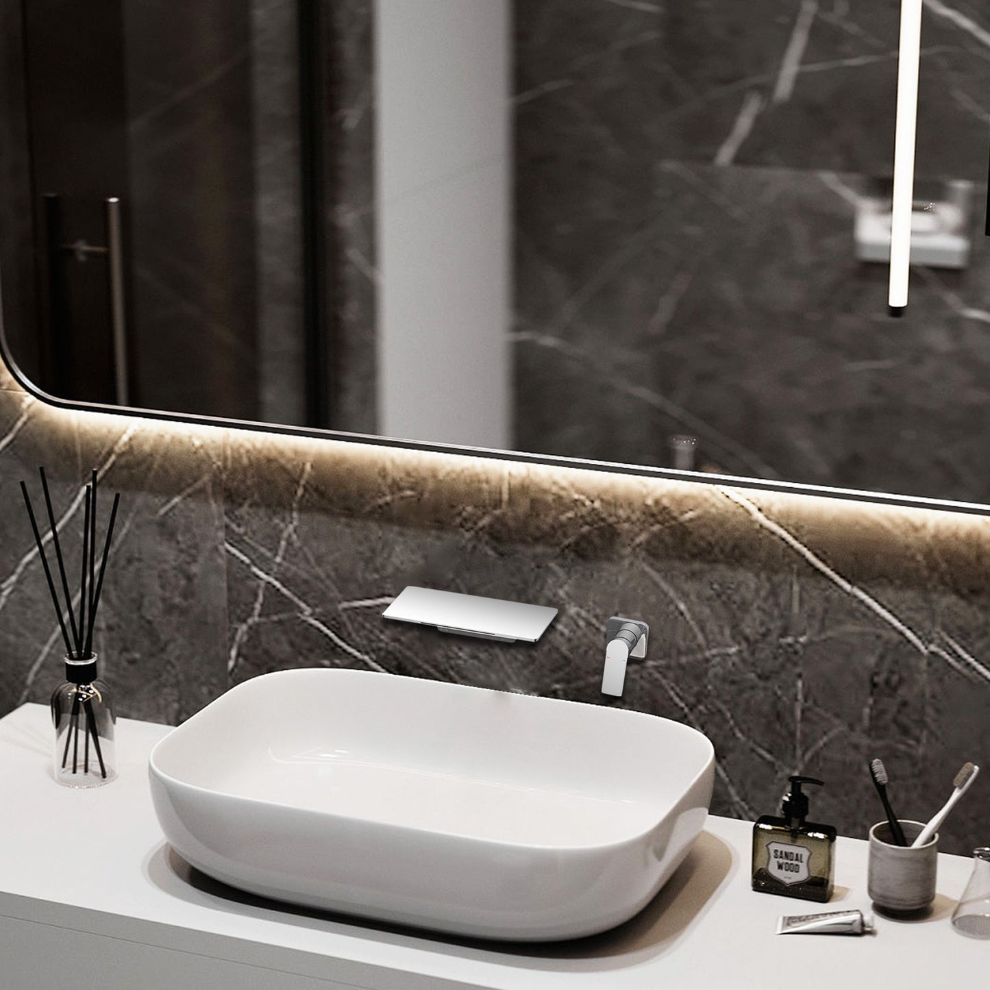 Waterfall Brass Bathroom Faucet