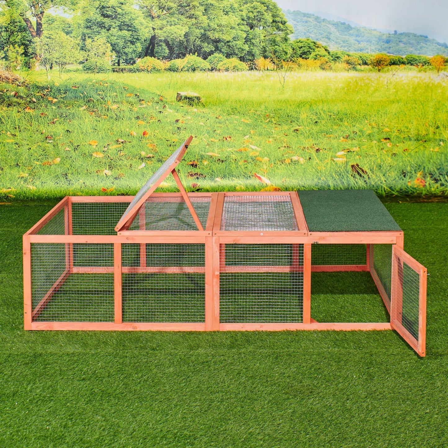 Rabbit Hutch W/ Mesh Wire, 70.9Lx39.4Wx 18.9H Inch